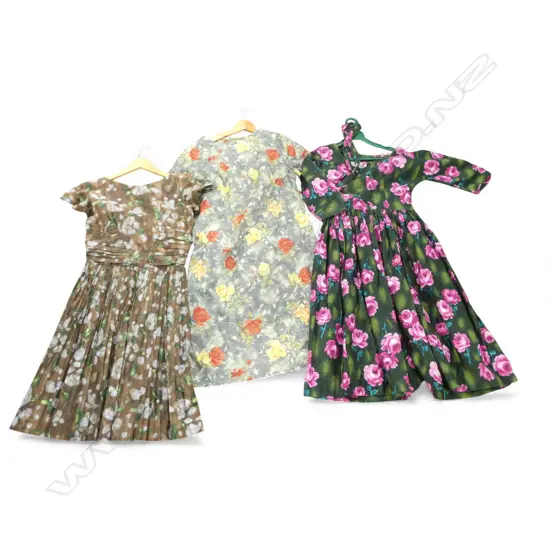 3 DAY DRESSES; 2 1950s/60s, 1 REPRODUCTION