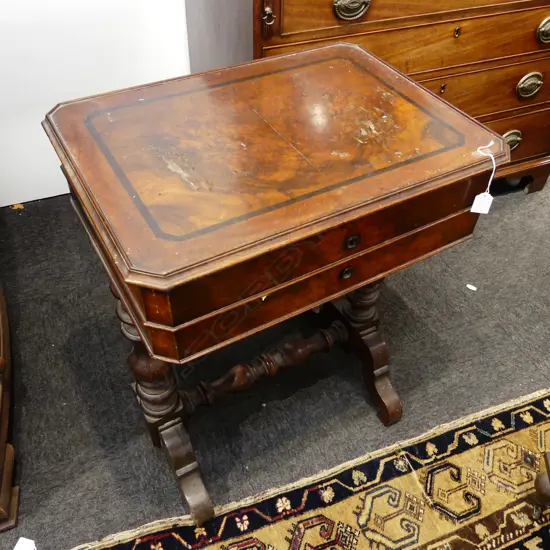 ANTIQUE MAHOGANY SEWING TABLE 580x420x730mm marked