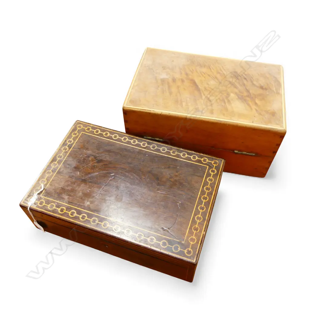 2 ANTIQUE WRITING SLOPES both w. faults, one without fitted interior Image 1++