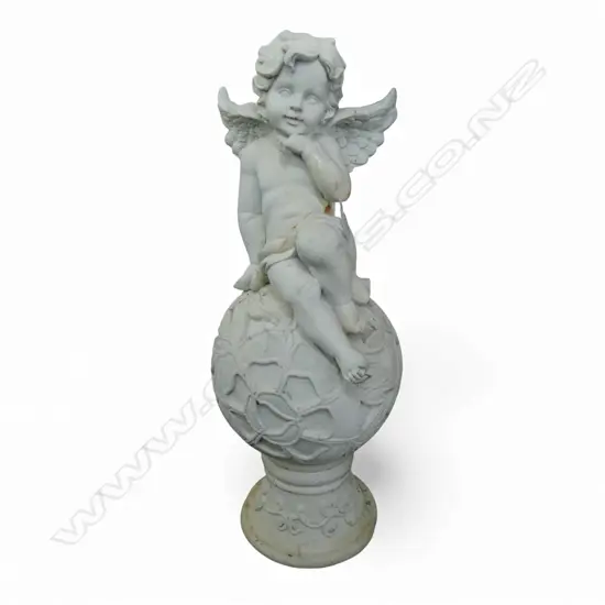 WHITE PAINTED COMPOSITE ANGEL ON FINIAL H.750mm
