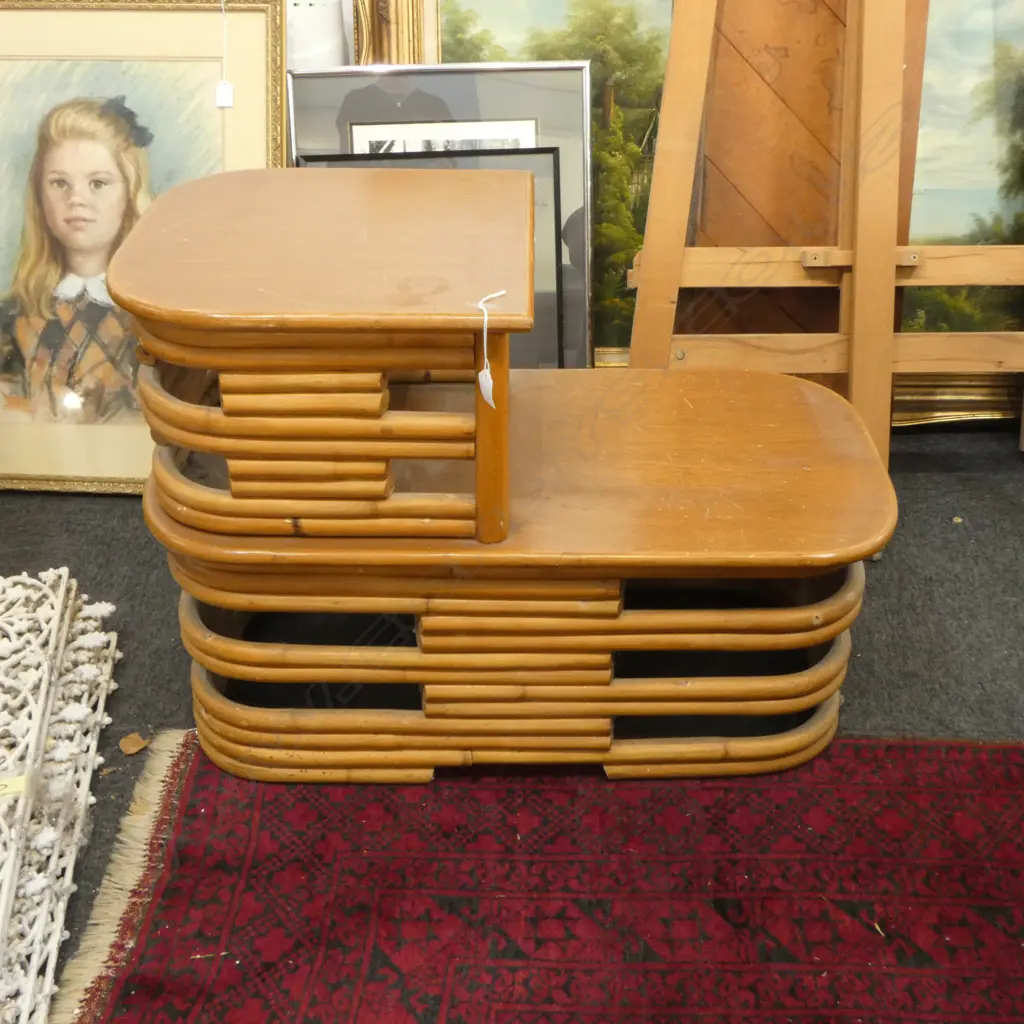 RATTAN TELEPHONE TABLE W.780mm top marked Image 1++