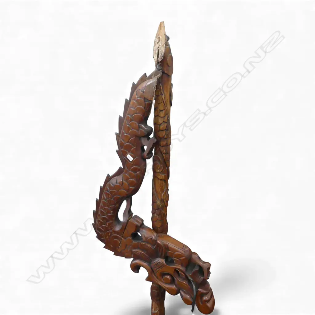 CHINESE WOODEN DRAGON FLOOR LAMP H.1800mm broken Image 1++