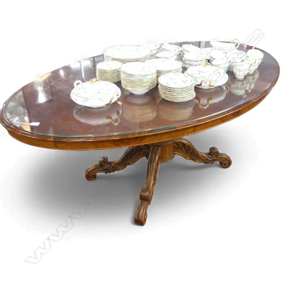 VICTORIAN STYLE PEDESTAL OVAL DINING TABLE 1840x1150x750mm Image 1++