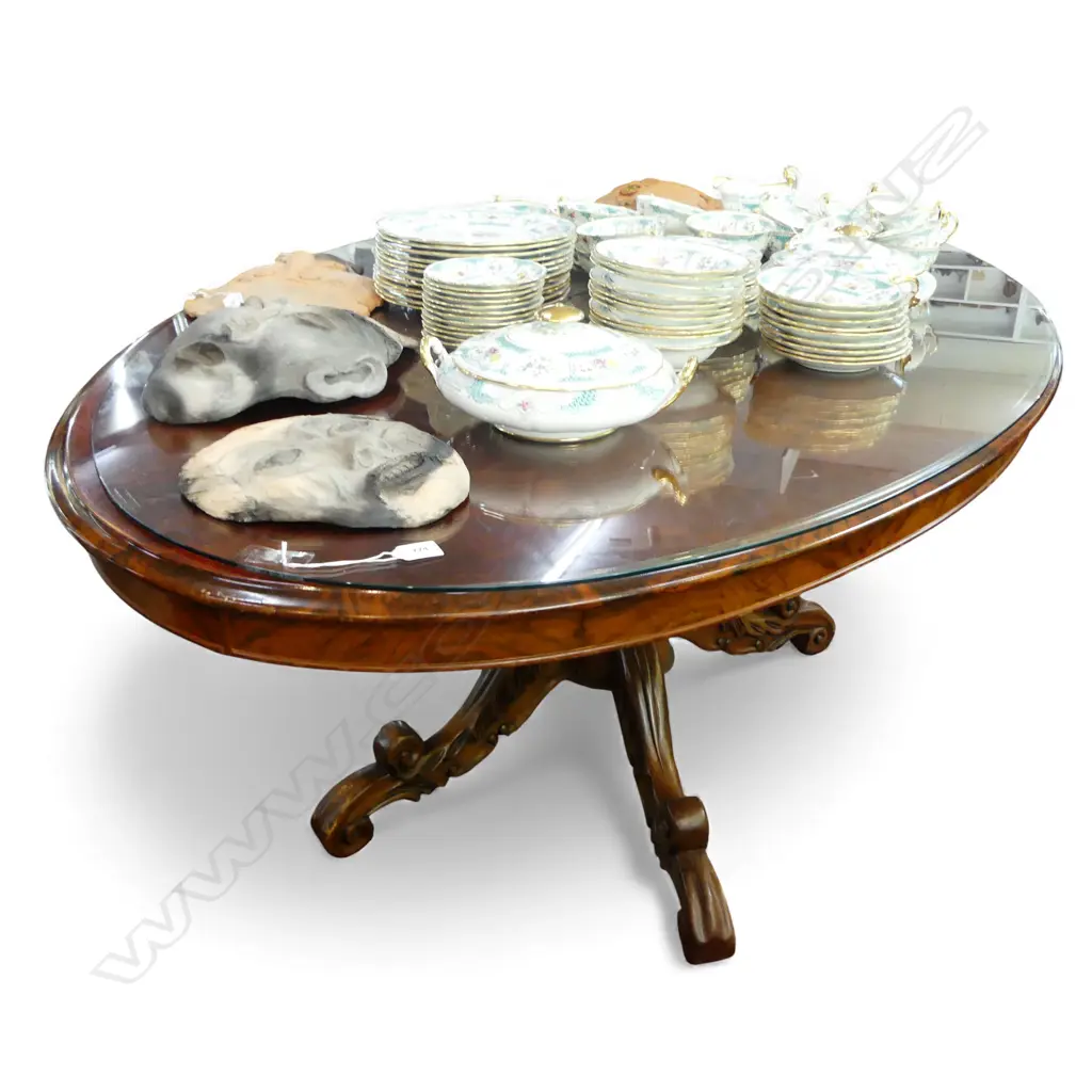 VICTORIAN STYLE PEDESTAL OVAL DINING TABLE 1840x1150x750mm Image 1++