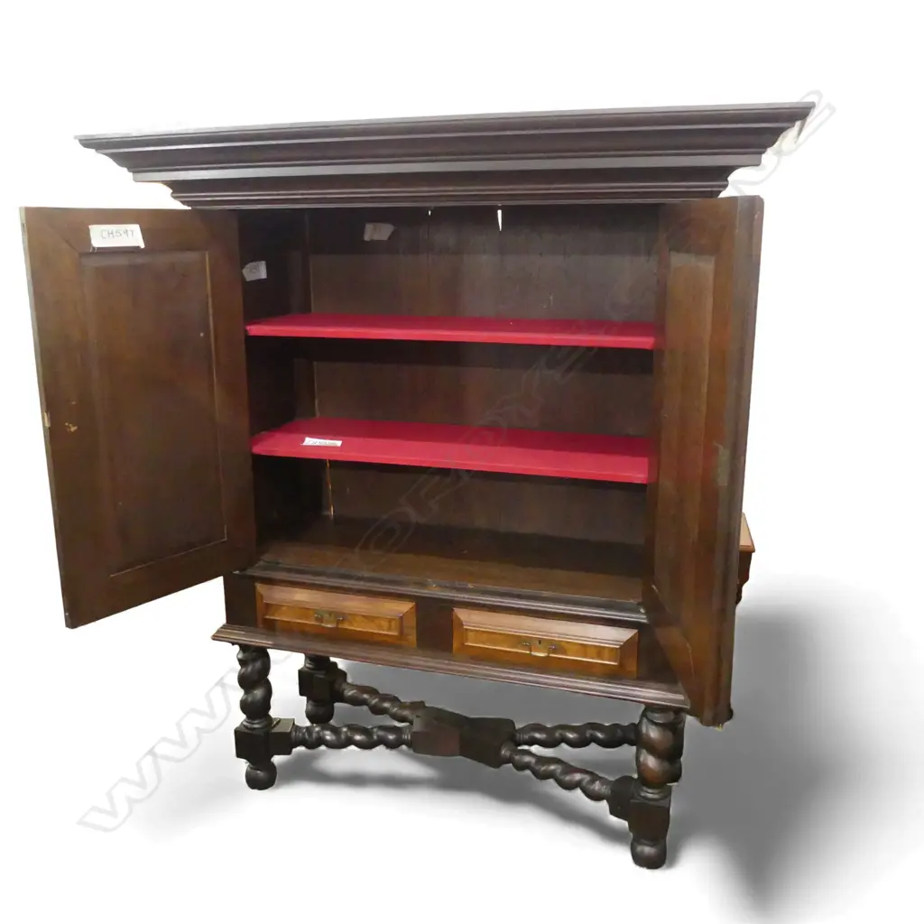 MID 19THC EUROPEAN WALNUT ARMOIRE ON XFORM BASE1655x710x1840mm Image 1++