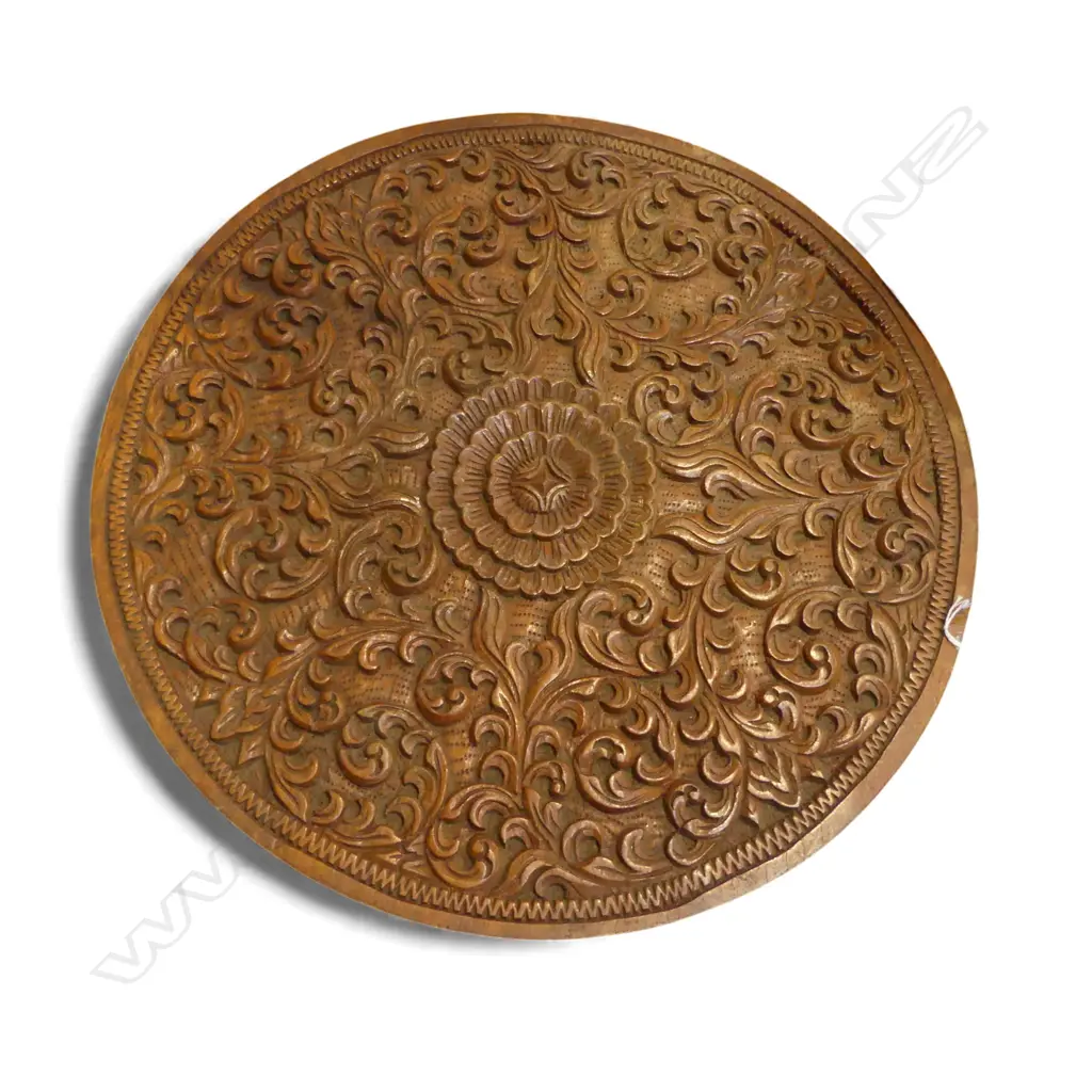 DEEP CARVED WOODEN OCC SIDETABLE H520 DIA500MM Image 1++