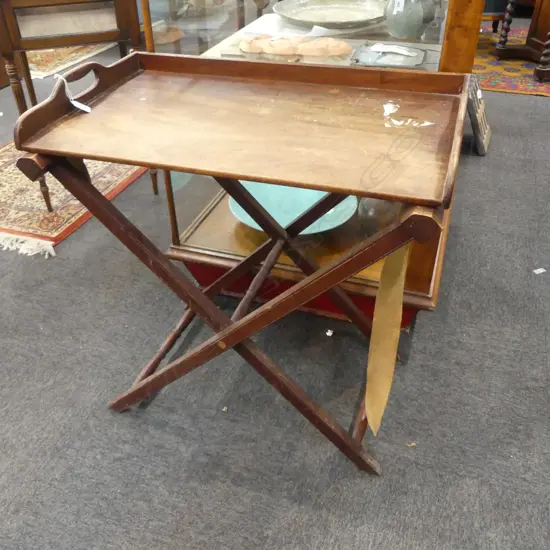 ANTIQUE MAHOGANY TRAY TABLE 710x415x710mm