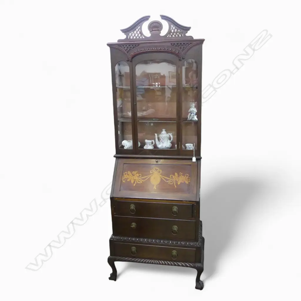 Early 20thC American bookcase bureau 720x400x2120mm Image 1++