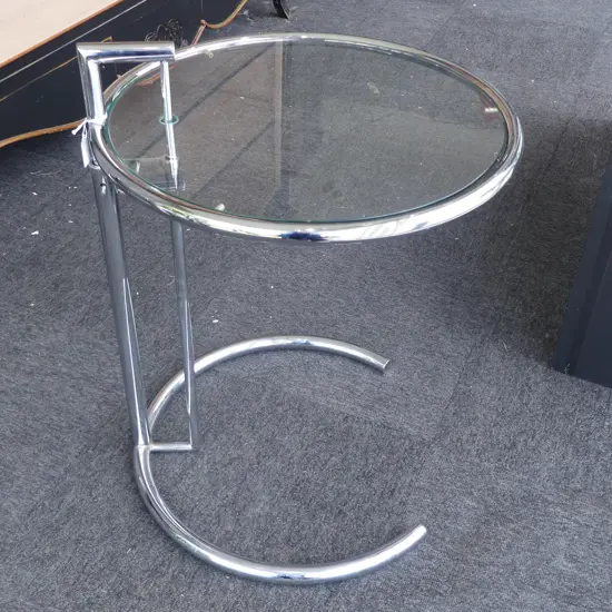 EILEEN GRAY 1027 STYLE ADJUSTABLE SIDE TABLE H.670mm, 510mm dia