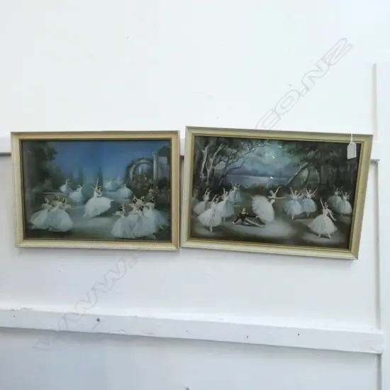 2 RETRO FRAMED BALLET PRINTS; GISELLE & L'AIGION 365 X 240MM