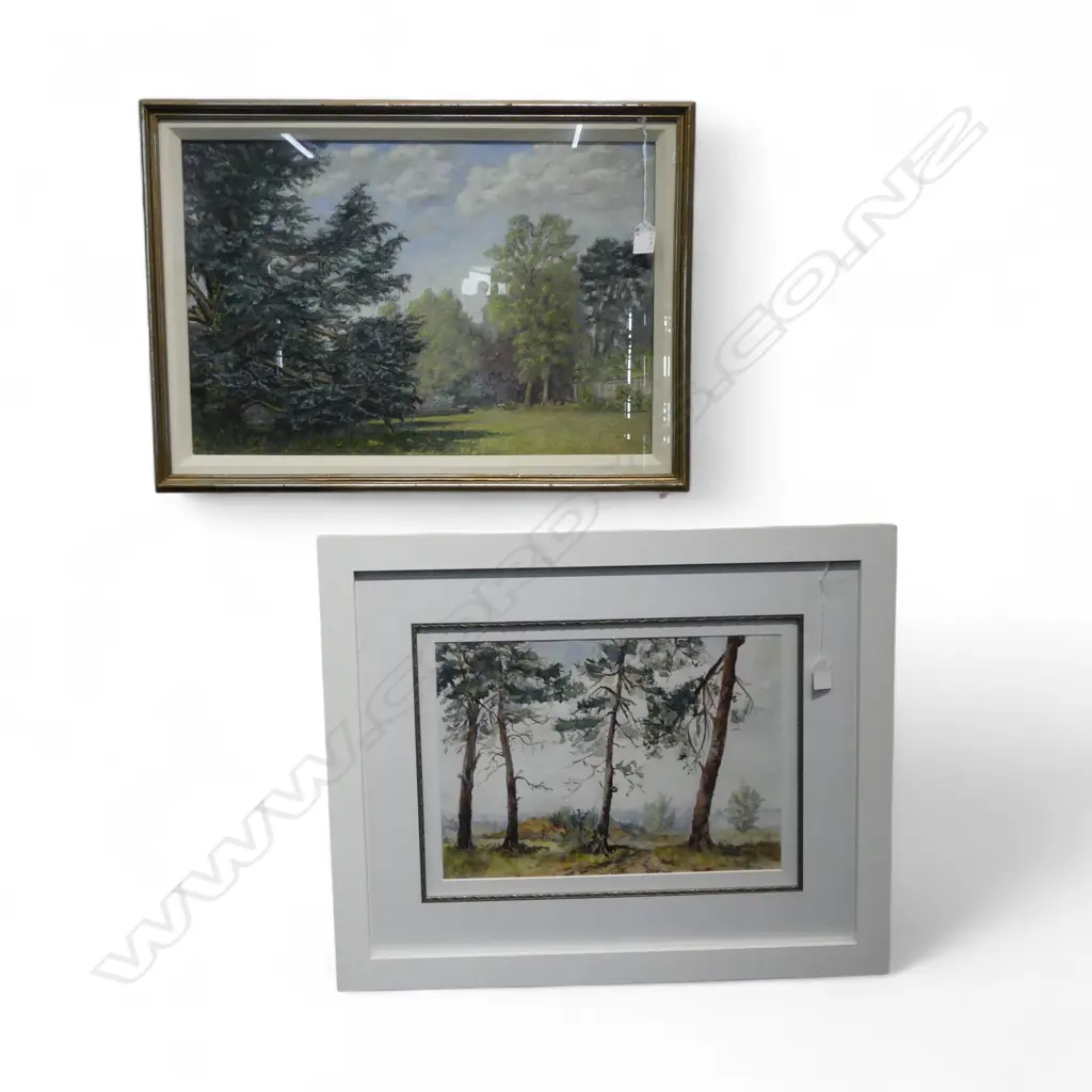 2 ELEANOR M. COWLES TREE LANDSCAPES; 'OLD CEDAR AT HASKERTON' PASTEL 345x525mm & WC 280x400mm Image 1++