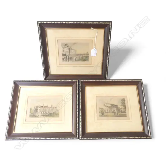 3 FRAMED VICTORIAN ENGRAVINGS, LONDON SCENES,  110 x 150mm