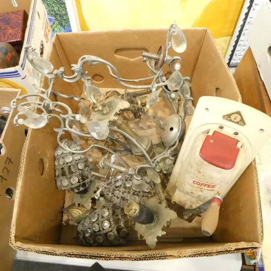 ASST. CHANDELIERS, COFFEE GRINDER