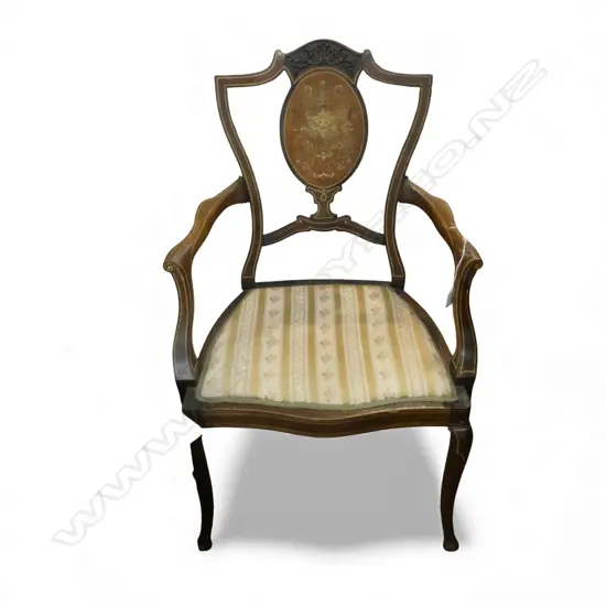 ANTIQUE EDWARDIAN INLAID ARMCHAIR 