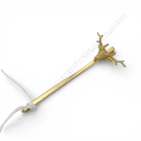 9ct GOLD STAG'S HEAD BAR BROOCH  / TIE PIN1.6gms