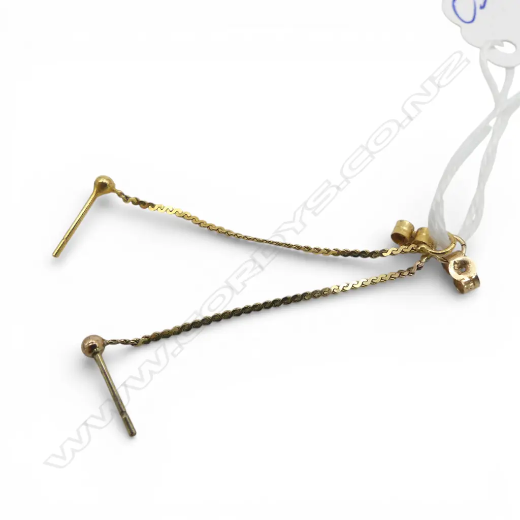 PR 9ct GOLD DROP CHAIN LOOP EARRINGS 0.67gms Image 1++