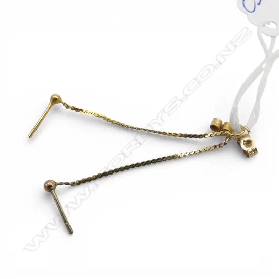 PR 9ct GOLD DROP CHAIN LOOP EARRINGS 0.67gms