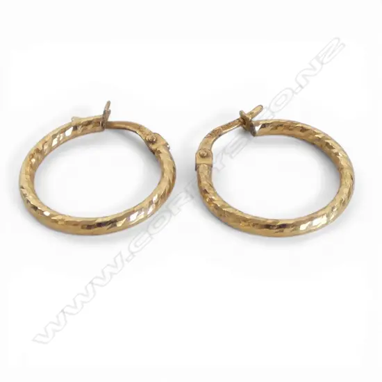 PR 9CT HOOP EARRINGS 19mm dia 1.3gms
