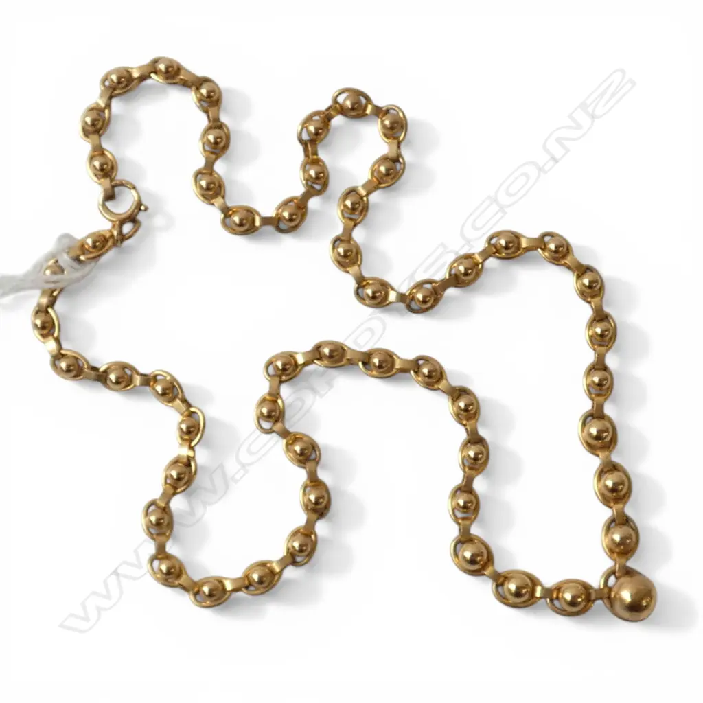 9ct GOLD NECK CHAIN oval & ball graduating links. L.403mm. 14gms  Image 1++