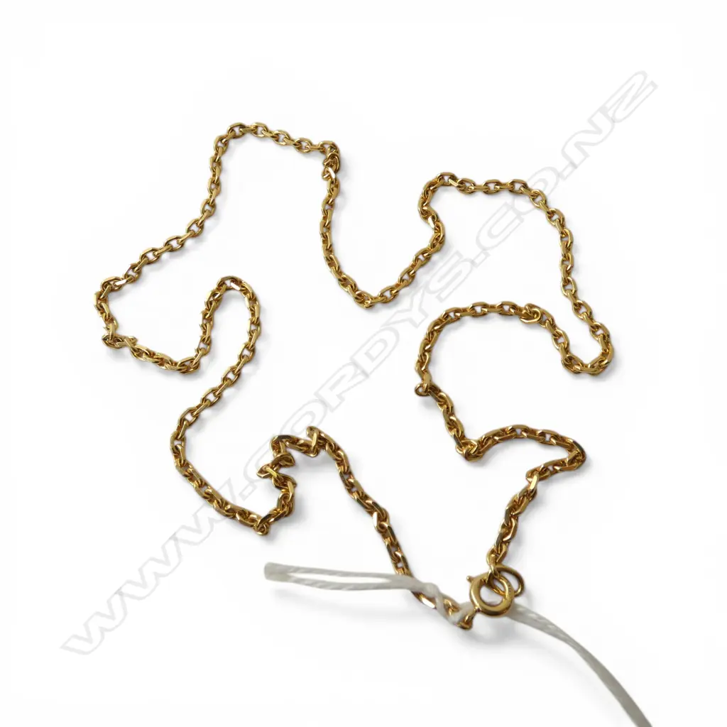 18ct GOLD faceted oval link NECK CHAIN. L.480mm. 12.9gms Image 1++