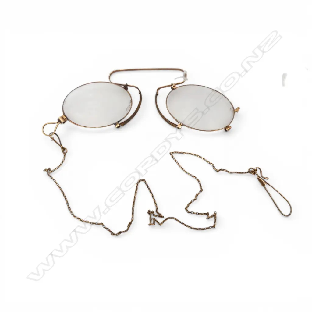 14CT PINCE-NEZ EYE GLASSES + 15CT CHAIN (2.1gms) Image 1++