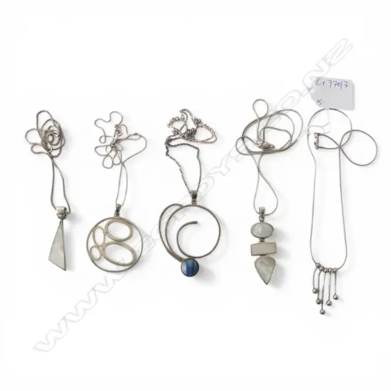 5 STG SILVER PENDANT NECKLACES