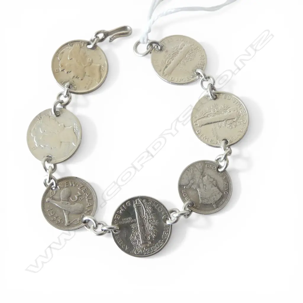 SILVER COIN BRACELET L.160mm 18gms Image 1++