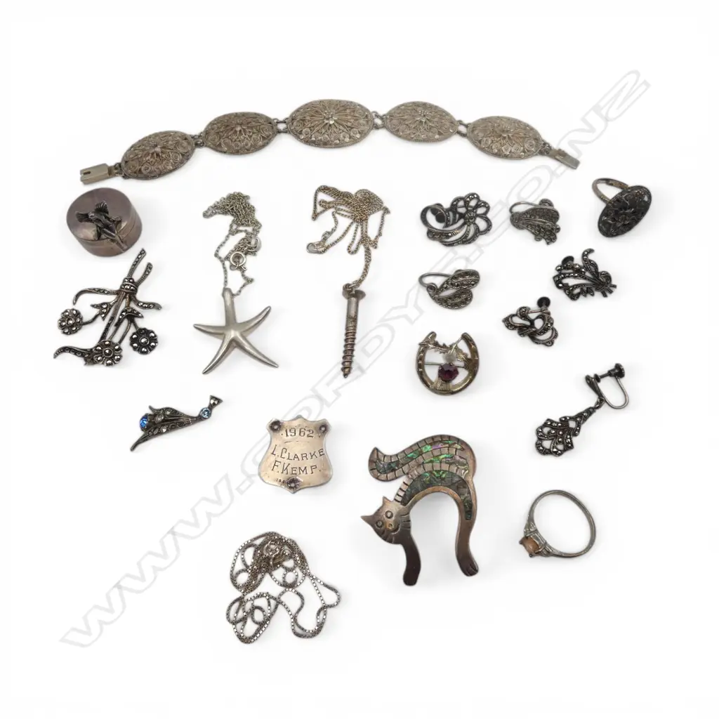 ASST. STG SILVER, MARCASITE & OTHER JEWELLERY 83gms Image 1++