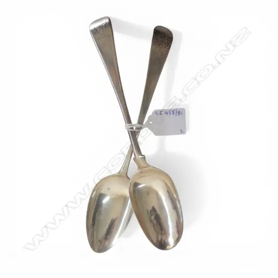 2 GEORGIAN S/SILVER DESSERT SPOONS 119GMS