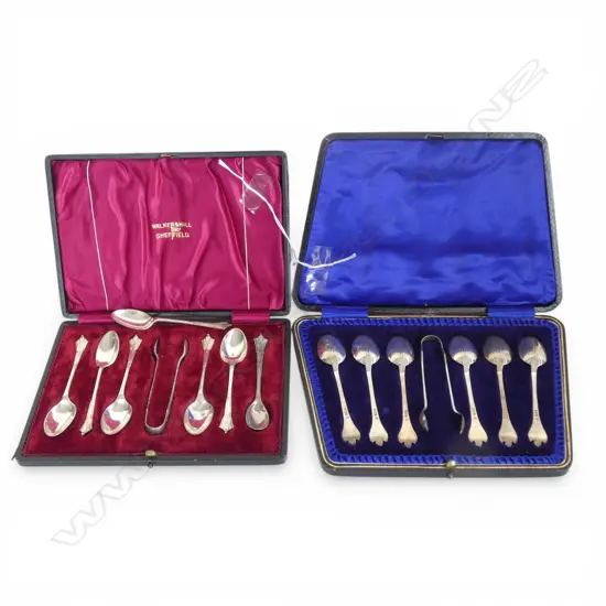 STERLING SILVER COFFEE SPOONS/TONGS SHEFFIELD 1922 75gms BOXED Plus an EP set