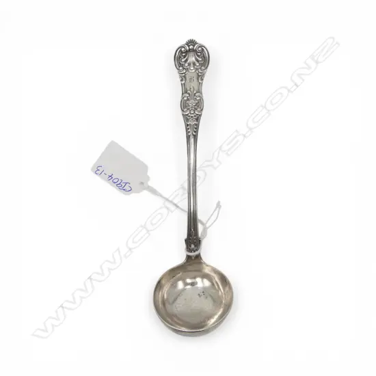 STG SILVER LADLE, GLASGOW 1857, KING'S PAT, 54gms