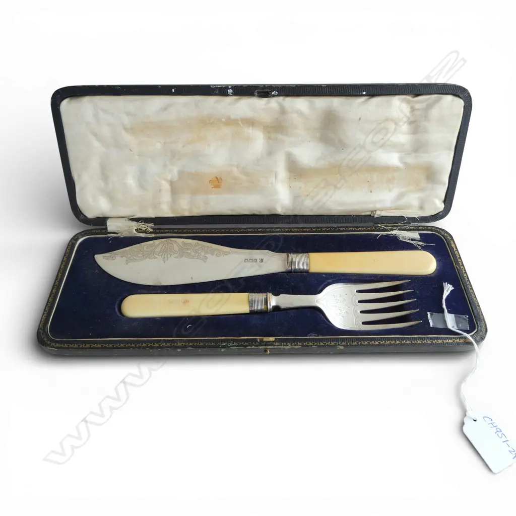 STG SILVER & IVORY FISH SERVERS, SHEFFIELD 1921 Image 1++