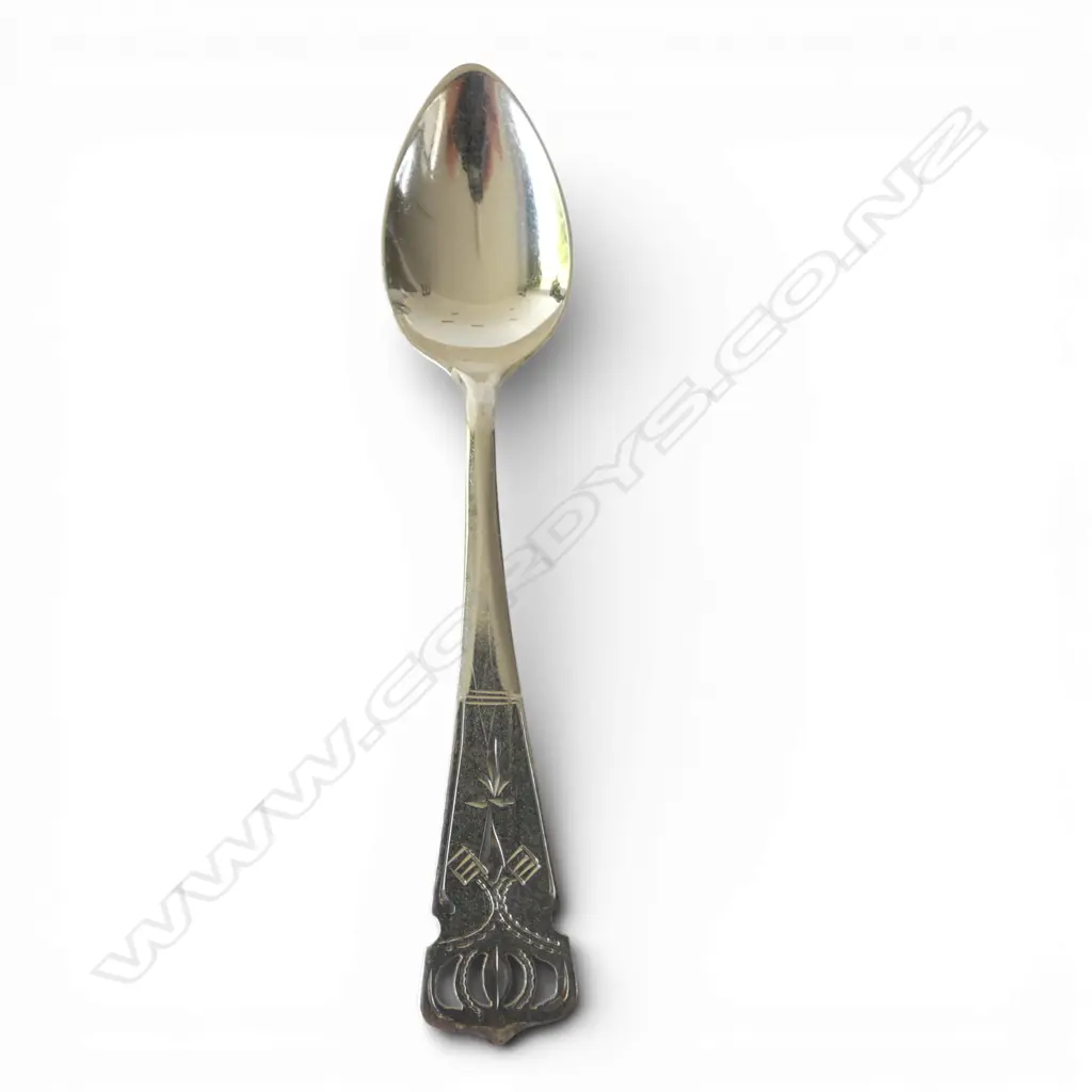 SET OF 12 DUTCH SILVER TEASPOONS & SUGAR SPOON  835 SILVER 108GMS Image 1++