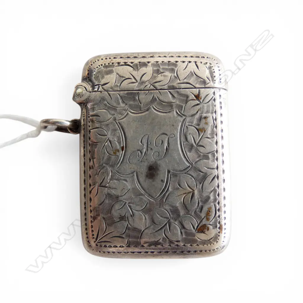 LGE PLAIN SIVER VESTA CASE with ring suspension Birmingham 1909 23.6gms Image 1++