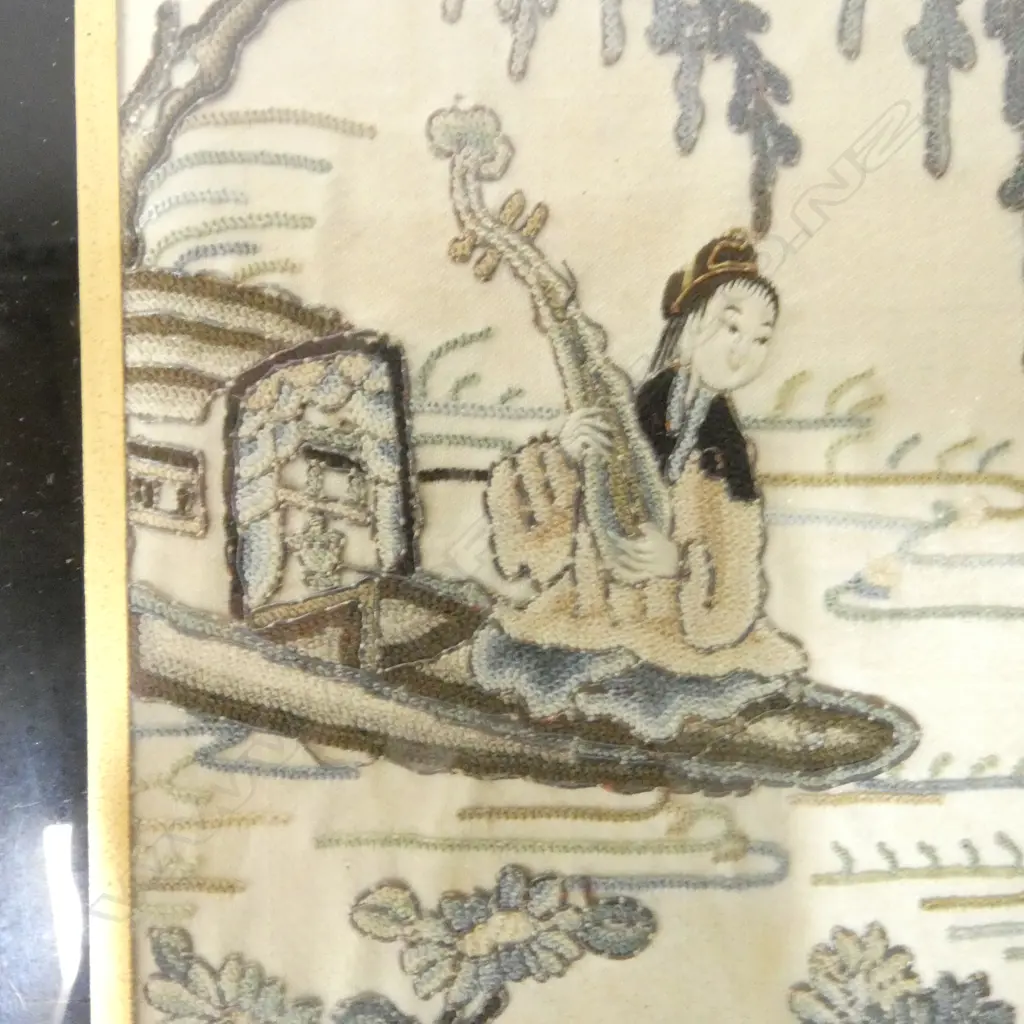 FRAMED CHINESE ANTIQUE BLIND STITCH EMBROIDERY H500 W90MM Image 1++