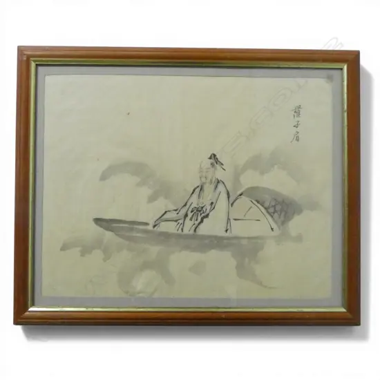 CHINESE W/C SAGE IN BOAT H240 W320MM