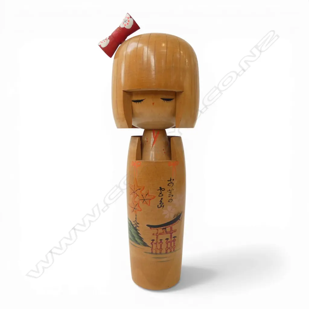 MID CENTURY KOKESHI DOLL red stamp on base, H.240mm Image 1++