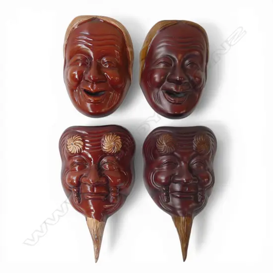 2 PRS JAPANESE BAKELITE MASKS for wall display 