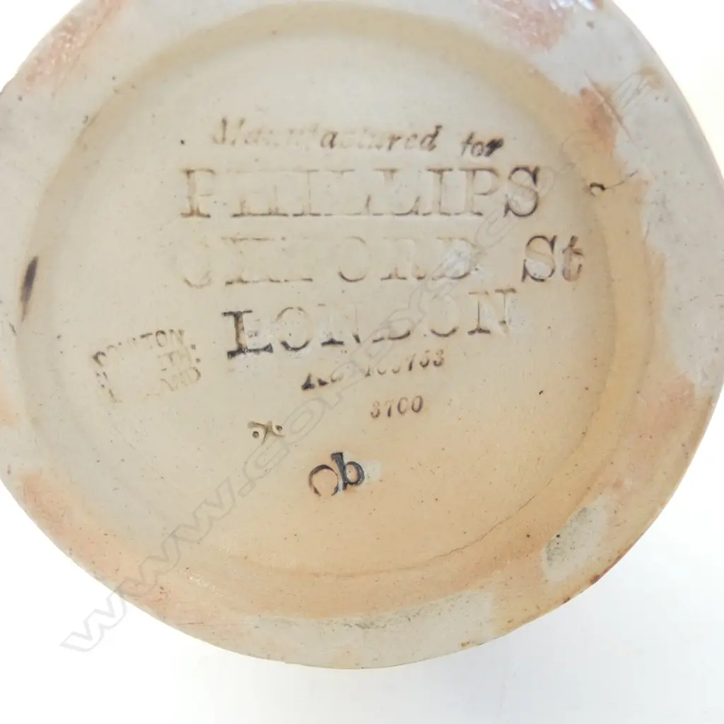 DOULTON LAMBETH STONEWARE TOBY JUG. 'Manufactured for Phillips Oxford St. London. H.180mm Image 1++
