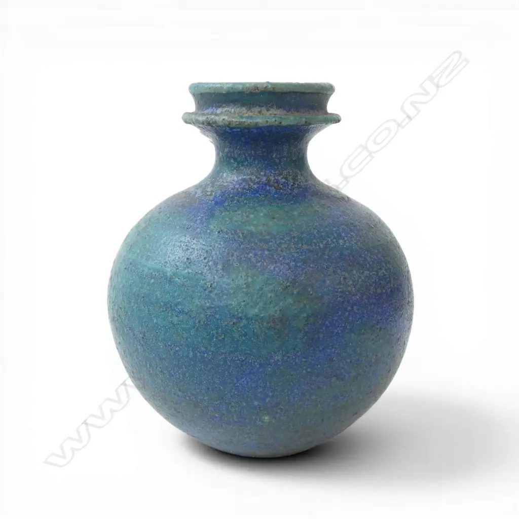 SMALL GRAEME STORM POTTERY VASE small chip to rimH.110mm Image 1++