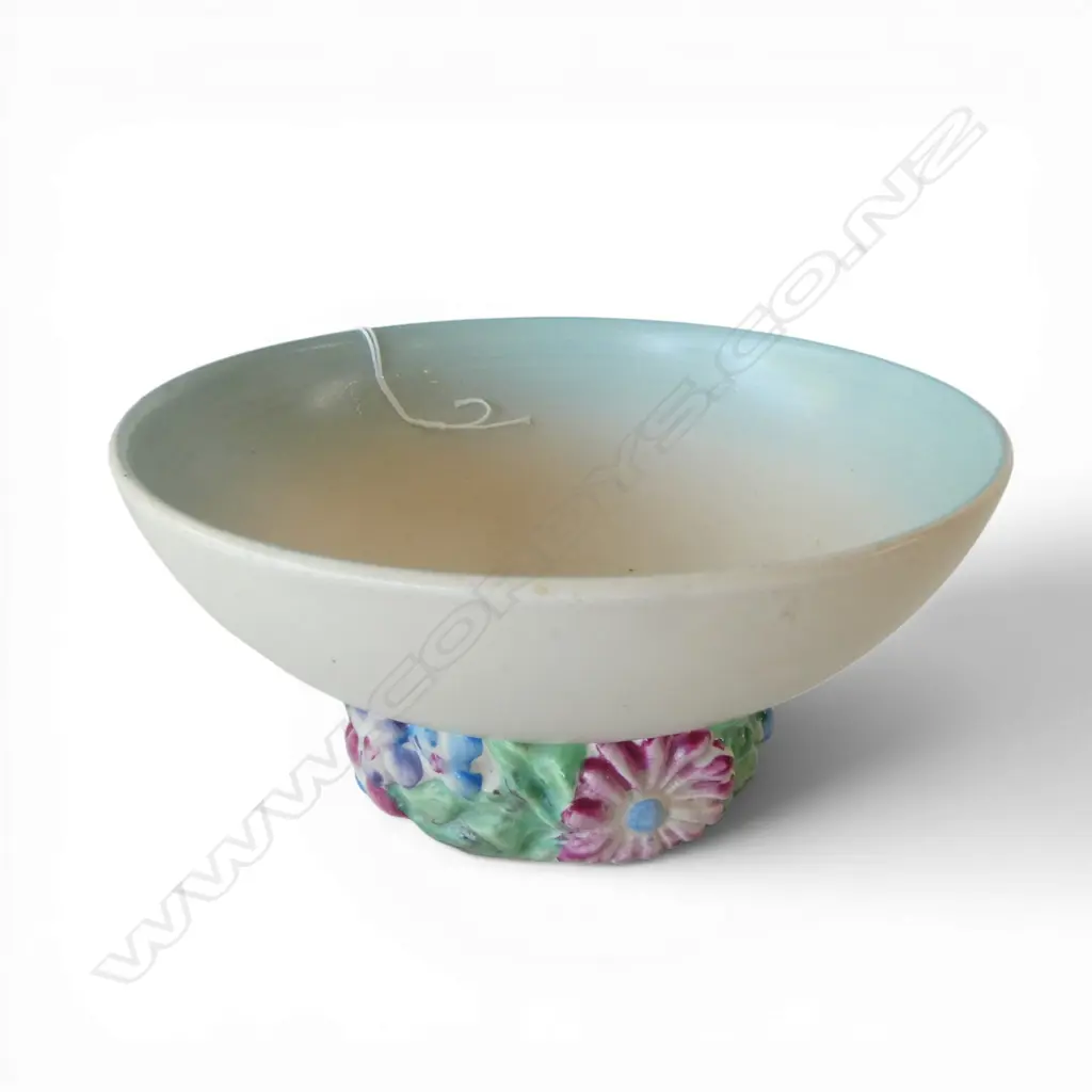 CLARRICE CLIFF FLORAL PEDASTAL BOWL Dia.170mm Image 1++