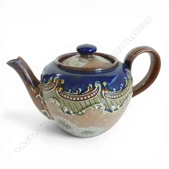 DOULTON SLATER'S PATENT STONEWARE TEAPOT. By Emily Partington. Some restoration.