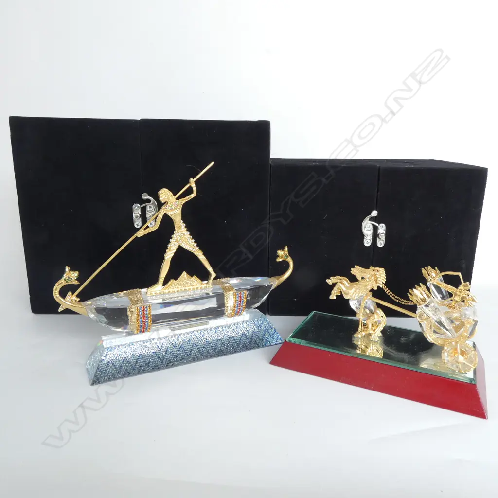 2 CASED CRYSTAL GILT EGYPTIAN STYLE ORNAMENTS  Image 1++