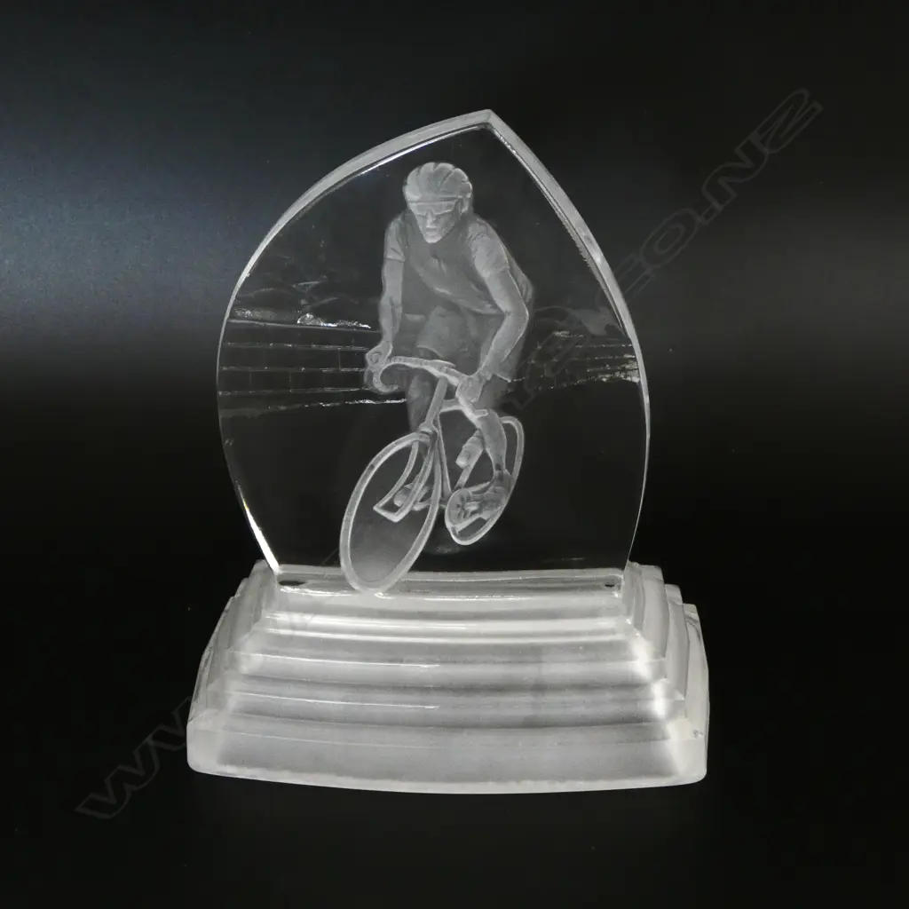 FRENCH LEAD CRYSTAL CYCLER PAPERWEIGHT  Image 1++