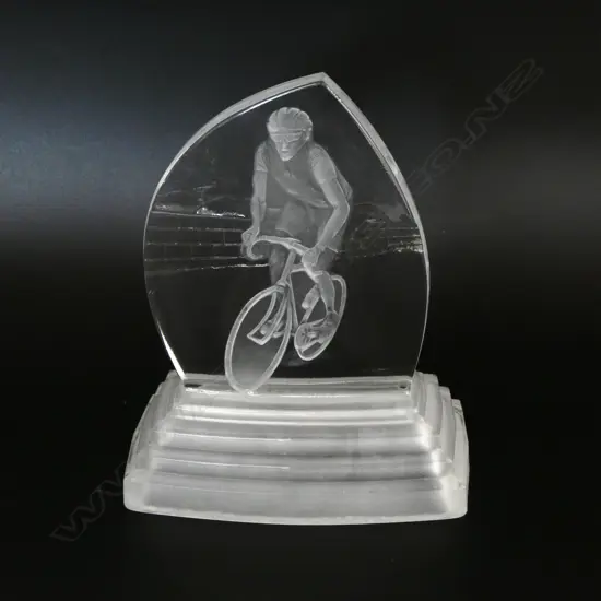 FRENCH LEAD CRYSTAL CYCLER PAPERWEIGHT 