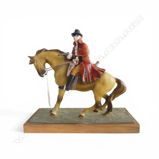 RARE VINTAGE HIGHWAYMAN (Dick Turpin) TABLE CIGARETTE LIGHTER cold-painted white metal H.225mm. 