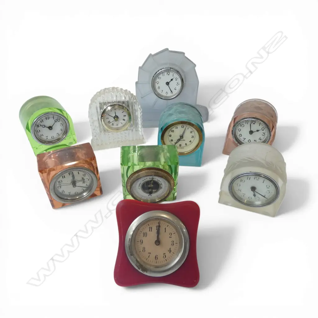 ASST. TABLE TOP CLOCKS etc IN GLASS SURROUNDS  Image 1++