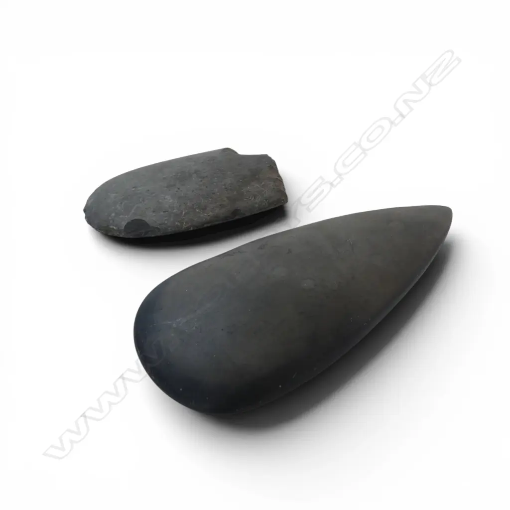 2 OLD PACIFIC ADZE BLADES. 1 PNG w tapered end. L.170mm. The other broken Image 1++