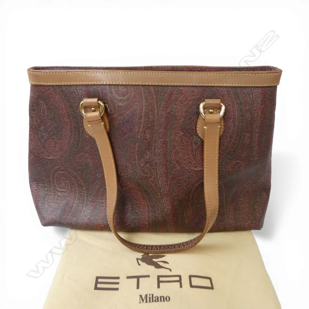 ETRO MILANO LEATHER paisley print HANDBAG in dust bag Image 1++