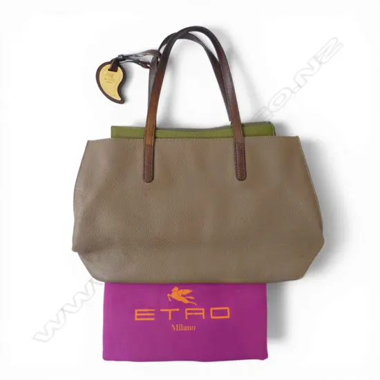 ETRO MILANO LEATHER HANDBAG in dust bag